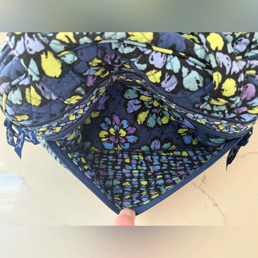 Vera Bradley Indigo Pop Quilted Diaper Bag Tote Blue Purple Green Shoulder Strap